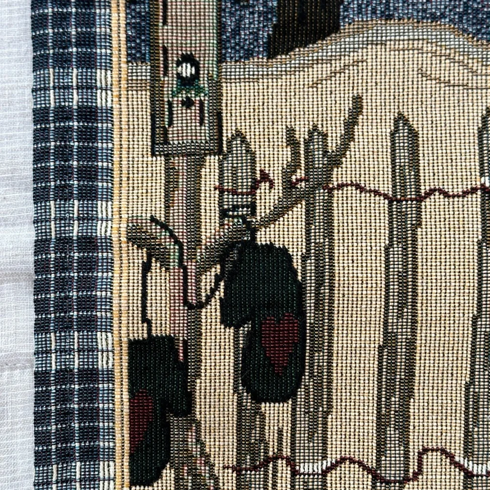 Christmas Hanging Tapestry Snowman Winter Landscape 24x15